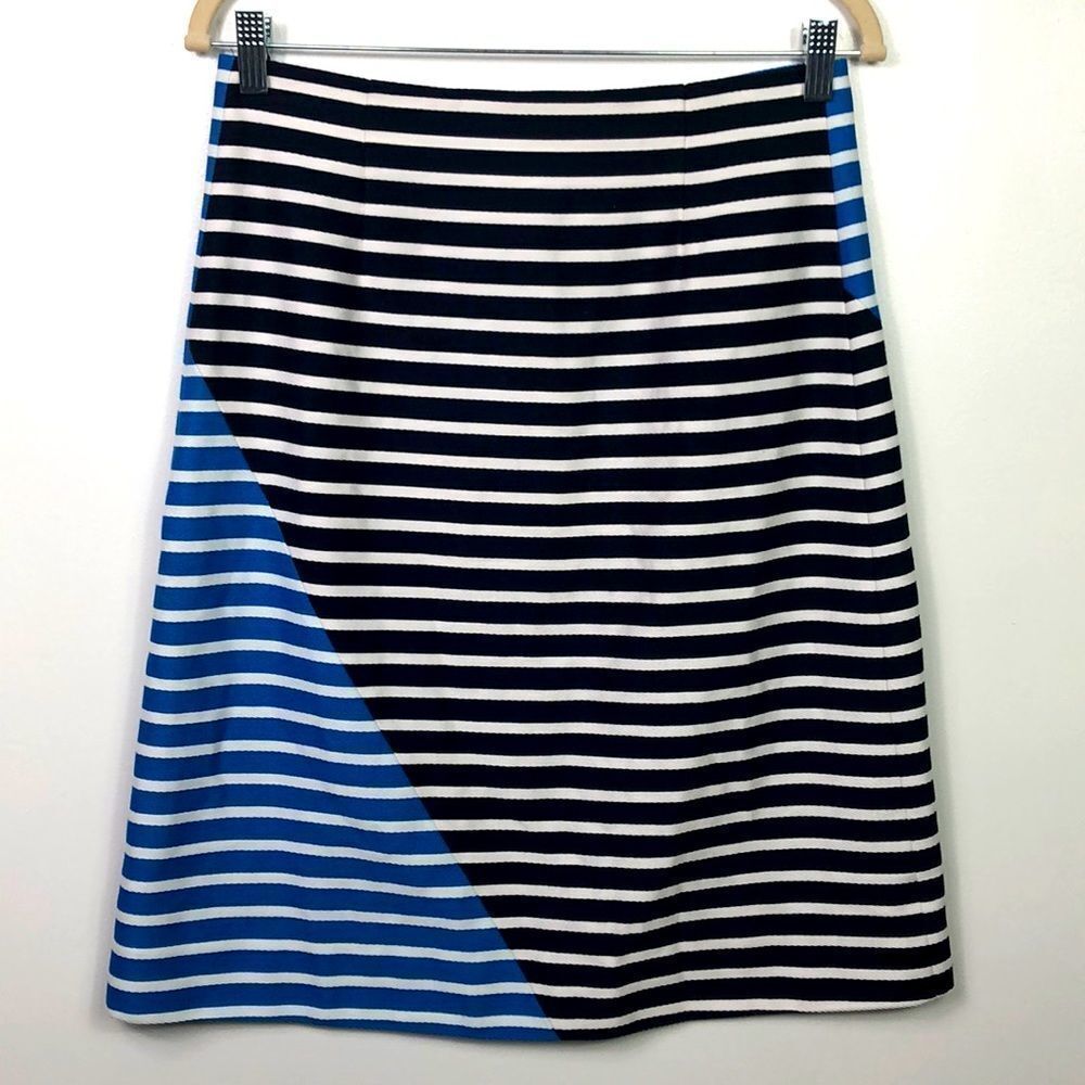 J. Crew Diagonal Striped Color Block A Line Skirt - image 2